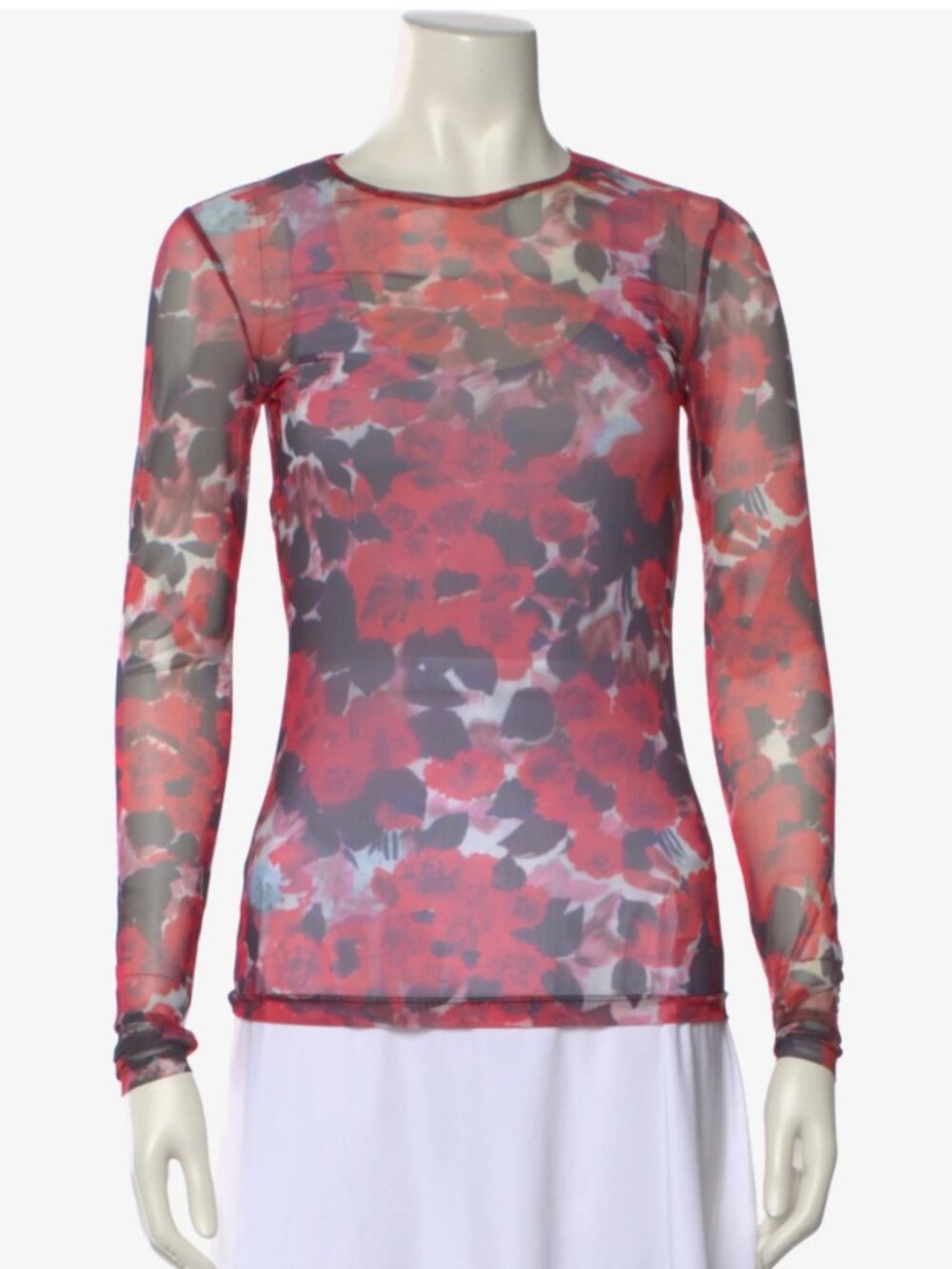 Dries van Noten mesh floral long-sleeve top